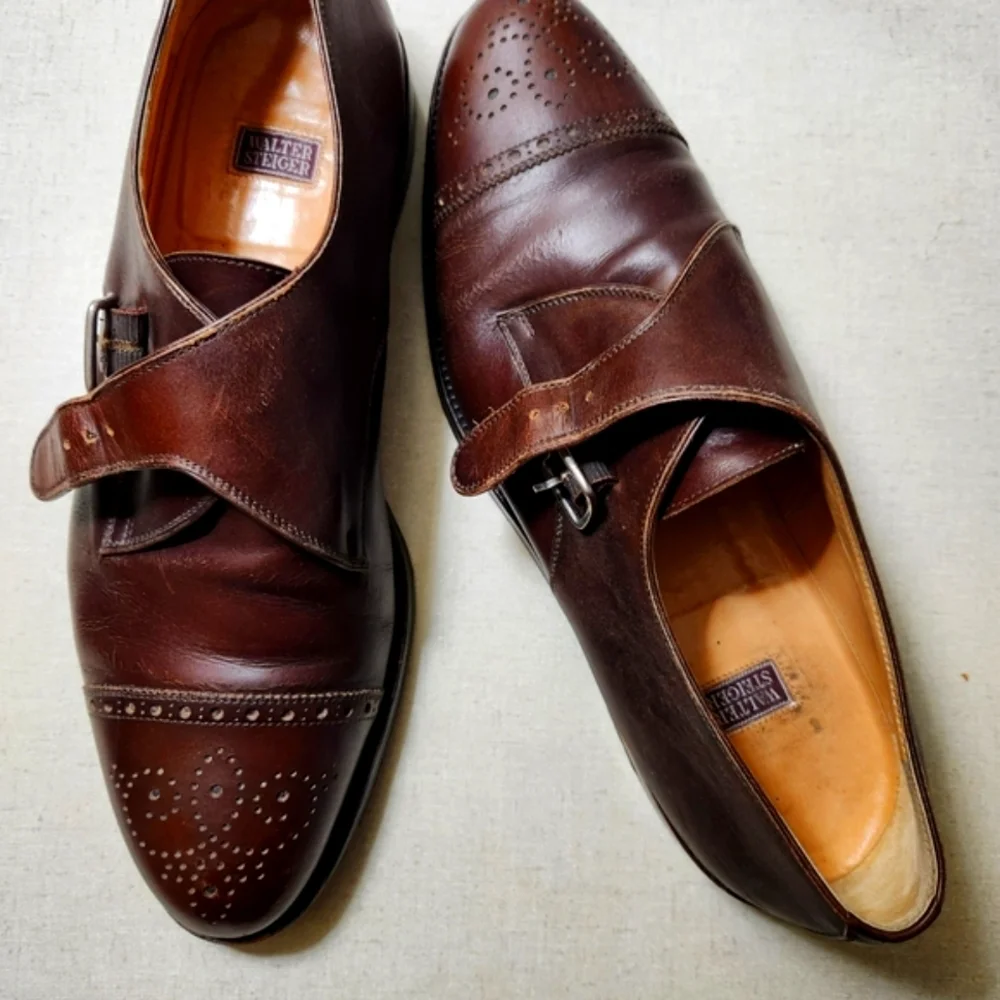 Walter Steiger Brown Leather Men's Shoes Size 11 Designer Footwear Classic. GUC
